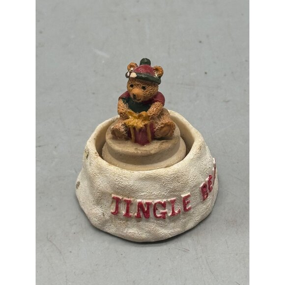 MINI Vintage Ceramic Jingle Bear Christmas Decor With Detachable Topper READ - Picture 3 of 7
